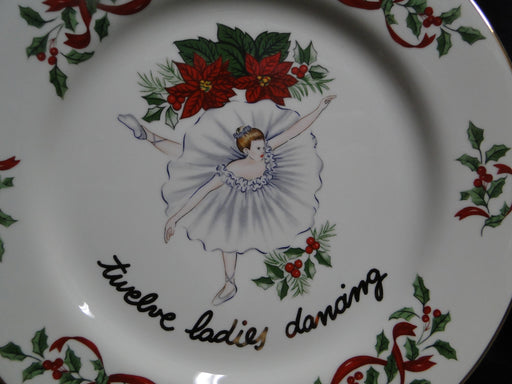 Centurion Ribbon Holly, Red Ribbon: "12 Ladies Dancing" Salad Plate, 7 1/2"