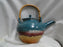 Walt Glass Pottery Texas Sunset: Teapot & Lid, Bamboo Handle, 7 1/2" Tall