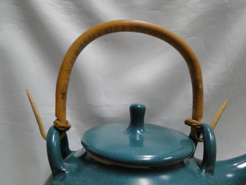 Walt Glass Pottery Texas Sunset: Teapot & Lid, Bamboo Handle, 7 1/2" Tall