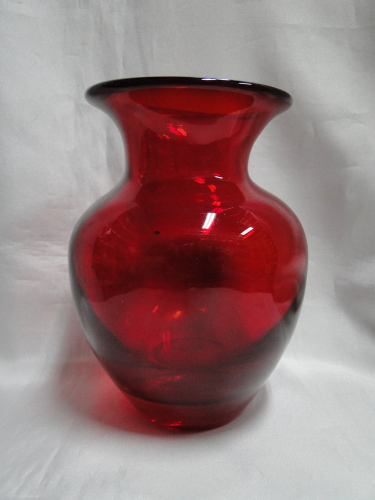All Over Red Glass: Flower Vase, 6 1/4" Tall  --  MG#262