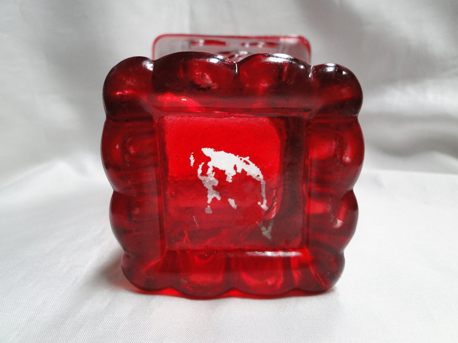 All Over Red Glass, Square Top: Flower Vase, 7" Tall  --  MG#263