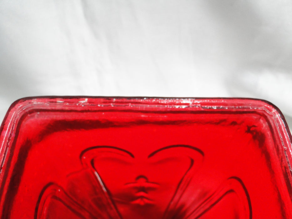 All Over Red Glass, Square Top: Flower Vase, 7" Tall  --  MG#263