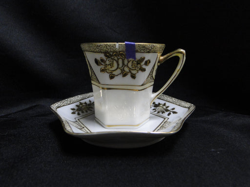 Noritake Raised Gold Florals on White: Chocolate Cup & Saucer Set, As Is