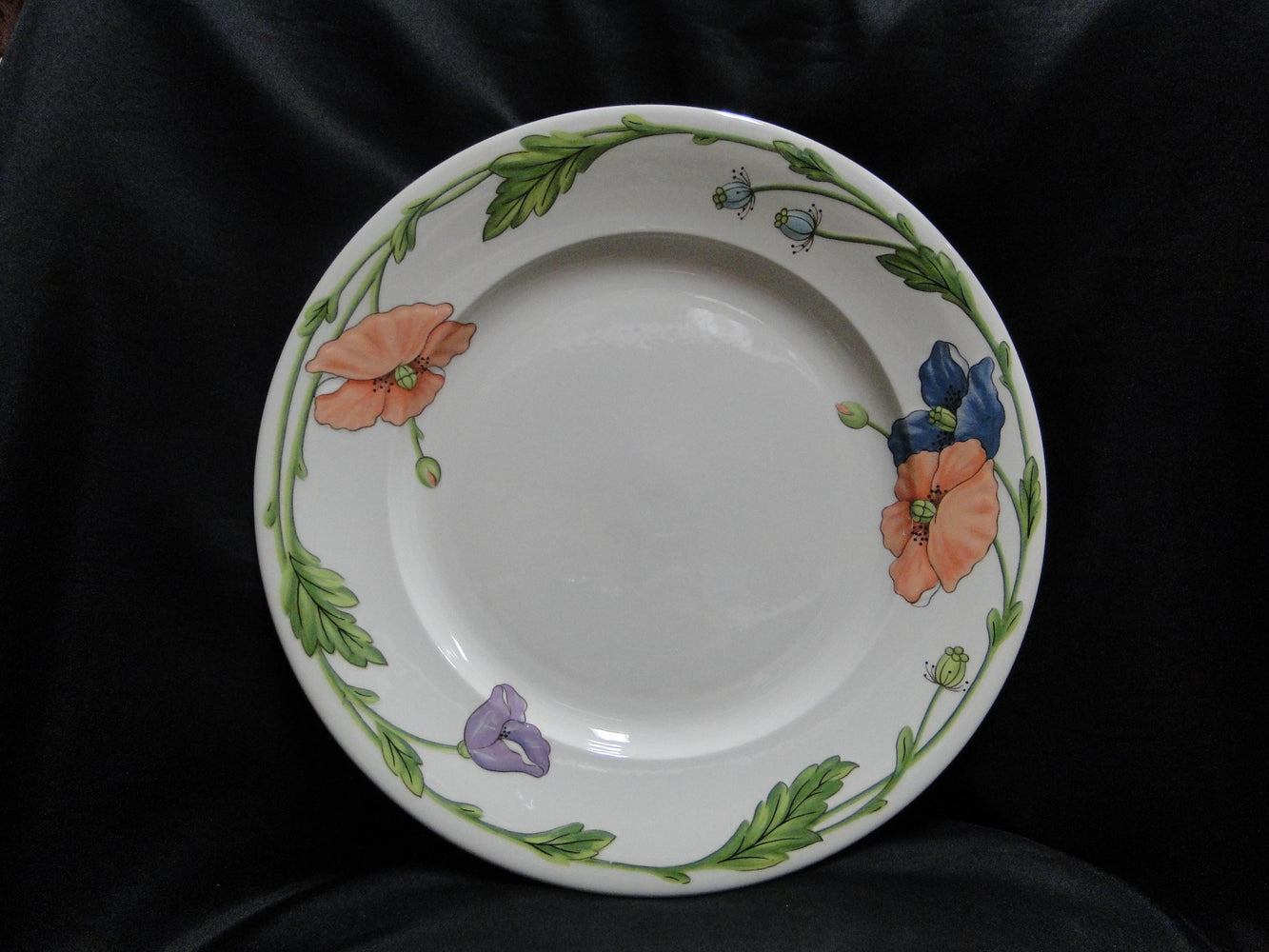 Villeroy & Boch Amapola, Blue & Orange Flowers: Deep Round Platter, 12 1/2"