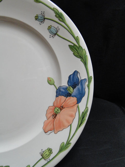 Villeroy & Boch Amapola, Blue & Orange Flowers: Deep Round Platter, 12 1/2"