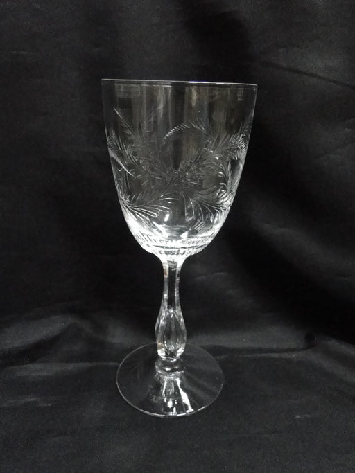 Tiffin Elegance Stem #17377, Cut Leaves: Water or Wine Goblet (s), 7 3/4"