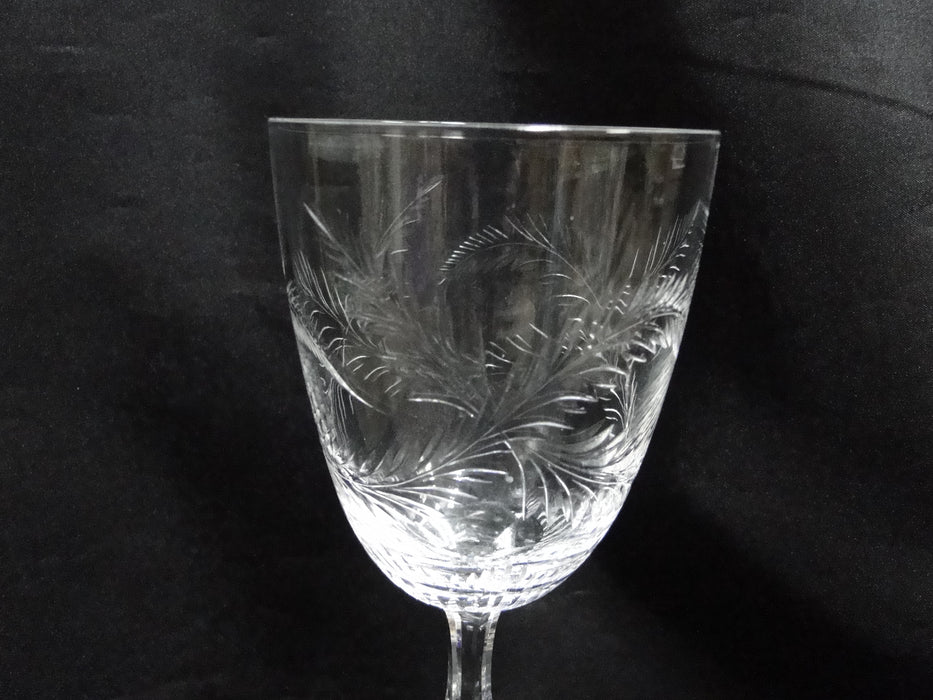 Tiffin Elegance Stem #17377, Cut Leaves: Water or Wine Goblet, 7 3/4", As Is