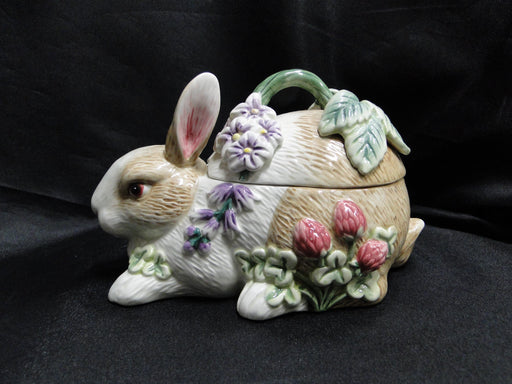 Fitz & Floyd Botanical Bunny: Rabbit Box & Lid, 7" x 4" x 4 1/4" Tall, Crazing