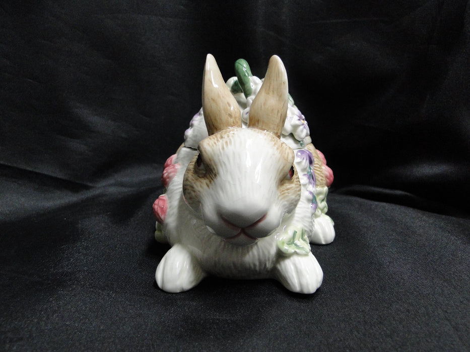 Fitz & Floyd Botanical Bunny: Rabbit Box & Lid, 7" x 4" x 4 1/4" Tall, Crazing