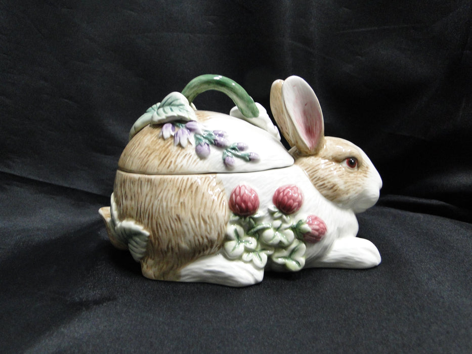Fitz & Floyd Botanical Bunny: Rabbit Box & Lid, 7" x 4" x 4 1/4" Tall, Crazing