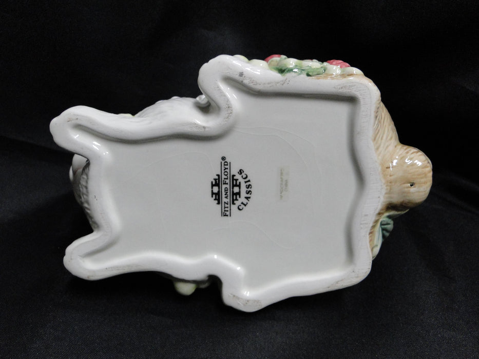 Fitz & Floyd Botanical Bunny: Rabbit Box & Lid, 7" x 4" x 4 1/4" Tall, Crazing
