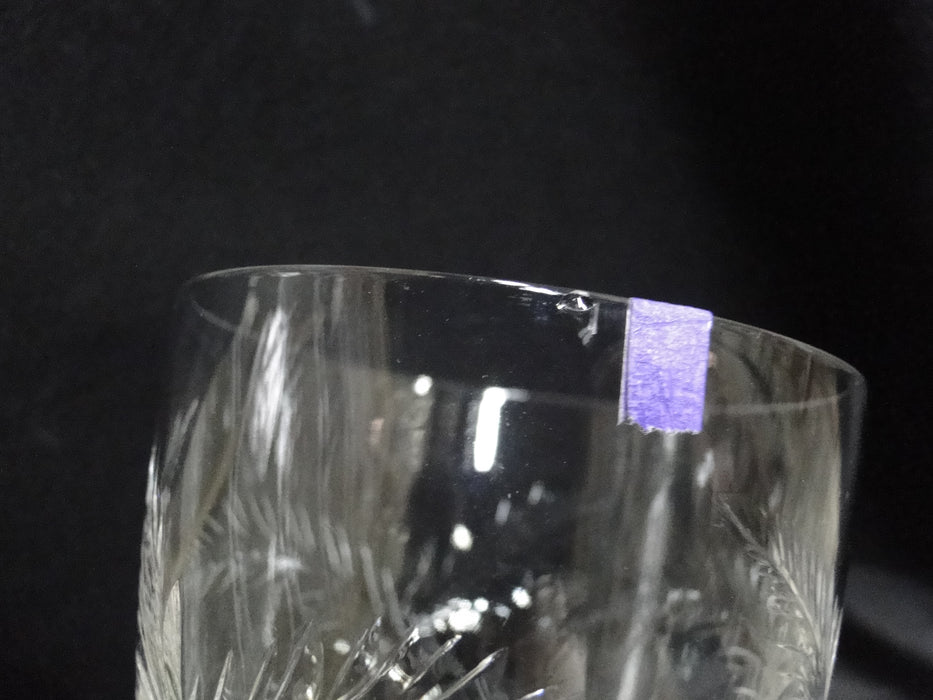 Tiffin Elegance Stem #17377, Cut Leaves: Water or Wine Goblet, 7 3/4", As Is