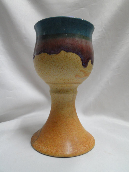 Walt Glass Pottery Texas Sunset: Water or Wine Goblet, 7" Tall, As Is