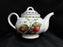 Portmeirion Strawberry Fair, White Flowers, Laurel: Tea Pot & Lid, 6 1/2", Box