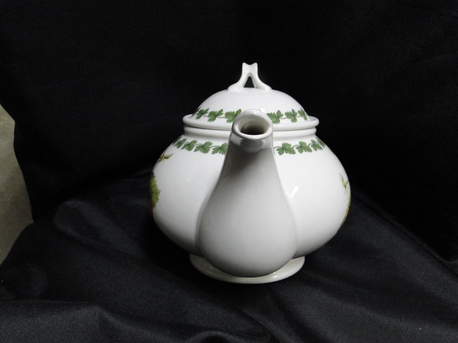 Portmeirion Strawberry Fair, White Flowers, Laurel: Tea Pot & Lid, 6 1/2", Box