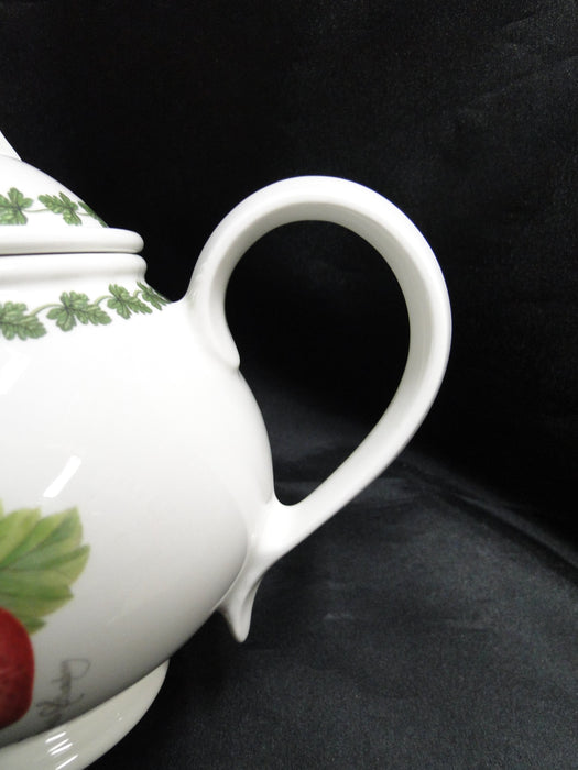 Portmeirion Strawberry Fair, White Flowers, Laurel: Tea Pot & Lid, 6 1/2", Box