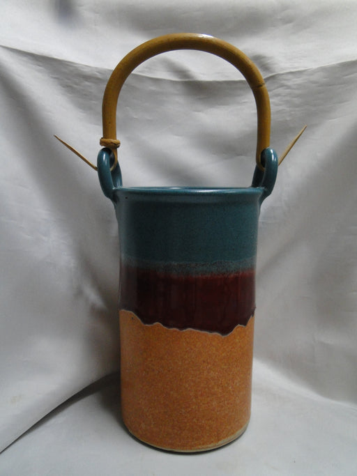 Walt Glass Pottery Texas Sunset: Wine Bottle Decanter w/ Handle, 9", Crazing