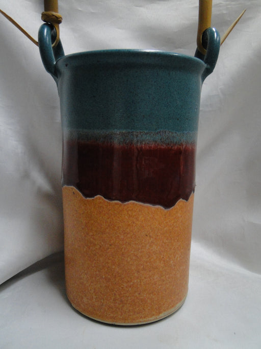Walt Glass Pottery Texas Sunset: Wine Bottle Decanter w/ Handle, 9", Crazing