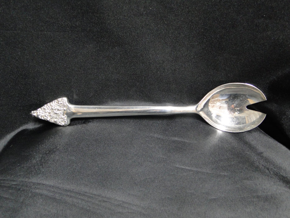 Silverplate Flatware w/ Christmas Tree Handle: Salad Serving Spoon & Fork, 11.5"