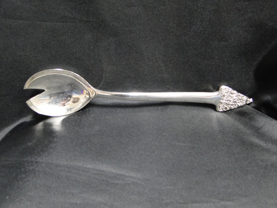 Silverplate Flatware w/ Christmas Tree Handle: Salad Serving Spoon & Fork, 11.5"