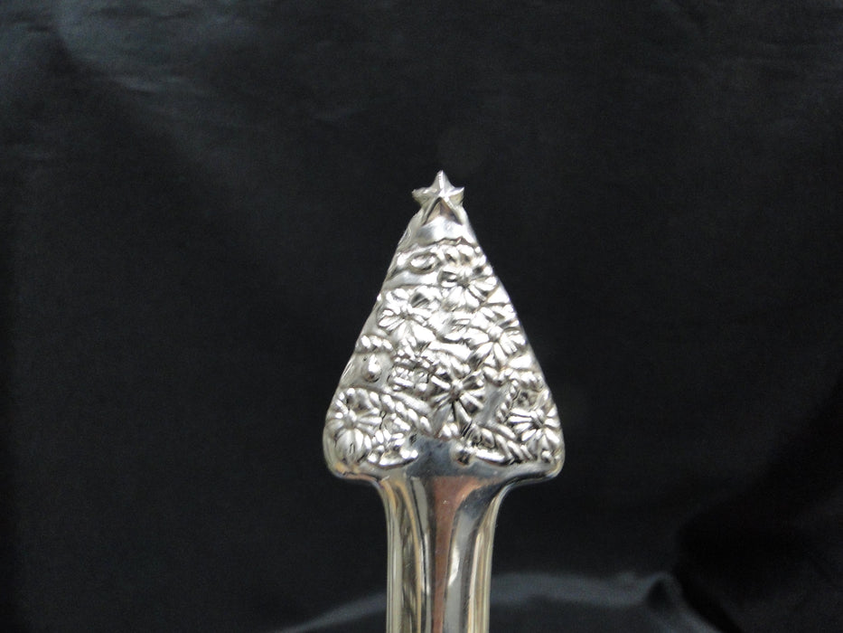 Silverplate Flatware w/ Christmas Tree Handle: Salad Serving Spoon & Fork, 11.5"