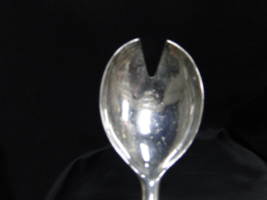 Silverplate Flatware w/ Christmas Tree Handle: Salad Serving Spoon & Fork, 11.5"