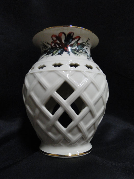 Lenox Winter Greetings, Holly, Red Ribbons: Fragrance Warmer, 5 5/8" Tall