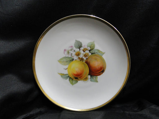 Hutschenreuther Fruit, White Flowers, 1/4" Gold Trim: Peaches Salad Plate, 8"