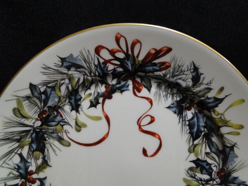 Lenox Winter Greetings, USA, Holly, Red Ribbons: Bread Plate (s), 6 1/2"