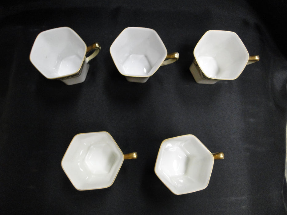 Noritake Raised Gold Florals on White: Chocolate Pot, 5 Cups, 5 Saucers