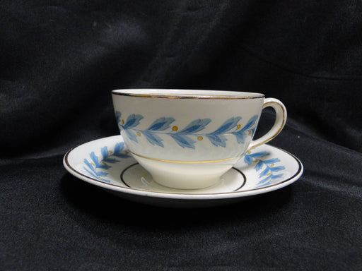 Johnson Brothers Bermuda, Pareek, Blue Leaves: Cup & Saucer Set, 2 1/4", As Is