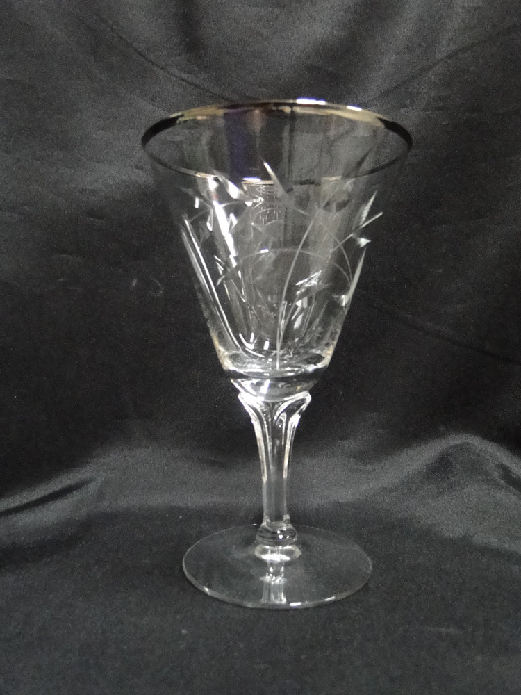 Fostoria Bridal Belle, Cut w/ Platinum, Stem 6072: Water or Wine Goblet, 6 3/8"