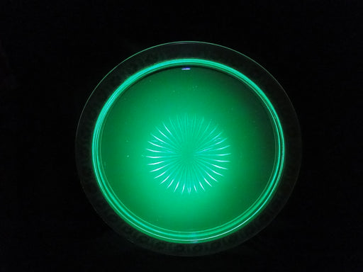 Vaseline Green Glass, Gold: 6 Piece Relish Dish Set, 13" Tray, MG#271