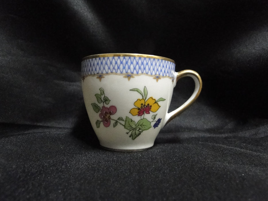 Charles Ahrenfeldt Blue Lattice, Florals: Demitasse Cup & Saucer Set, 2", As Is