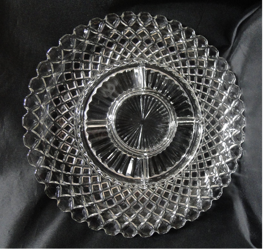 Anchor Hocking Waterford Clear: 6-Part Relish Dish, 14" x 1 1/4" Tall