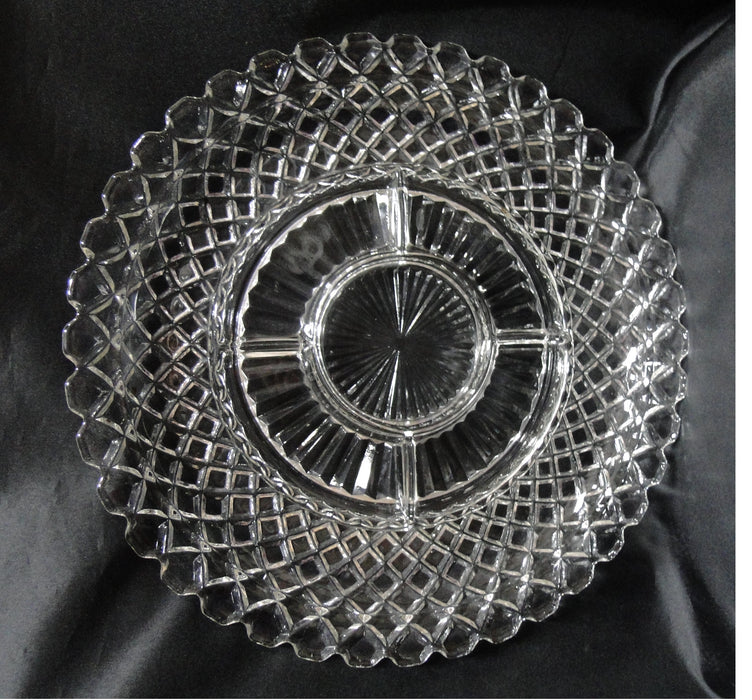 Anchor Hocking Waterford Clear: 6-Part Relish Dish, 14" x 1 1/4" Tall