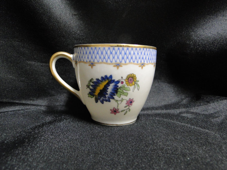 Charles Ahrenfeldt Blue Lattice, Florals: Demitasse Cup & Saucer Set, 2", As Is