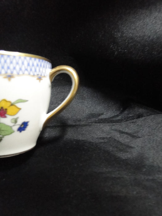 Charles Ahrenfeldt Blue Lattice, Florals: Demitasse Cup & Saucer Set, 2", As Is