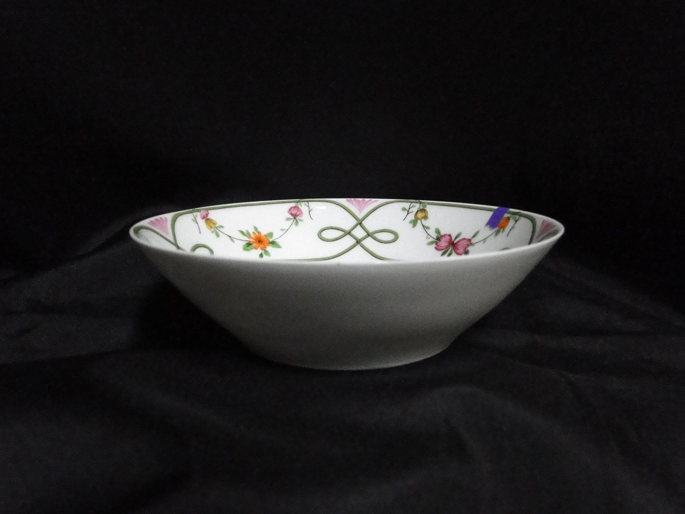 Raynaud Ceralene Guirlandes, Green Line, Flowers: Fruit Bowl, 5 1/8", As Is