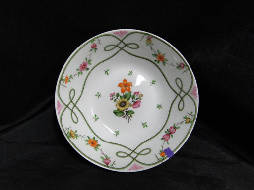 Raynaud Ceralene Guirlandes, Green Line, Flowers: Fruit Bowl, 5 1/8", As Is