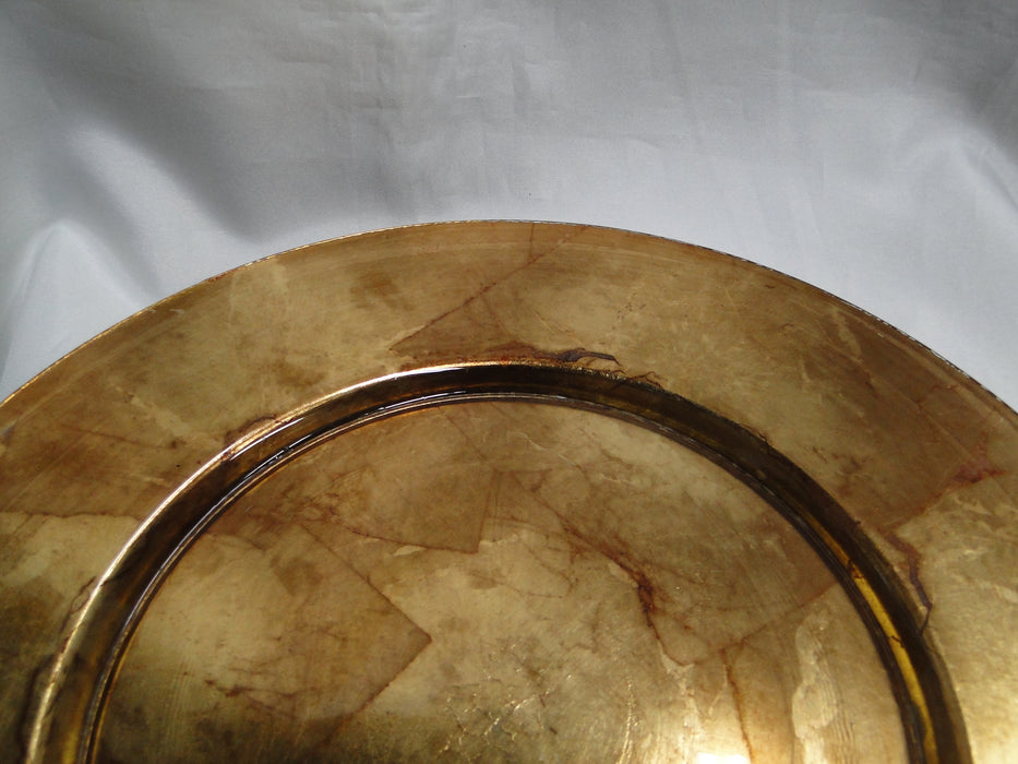 Bill Blass Handcrafted: Bronze Gold Leaf Glass Charger Plate (s), 12 7/8"