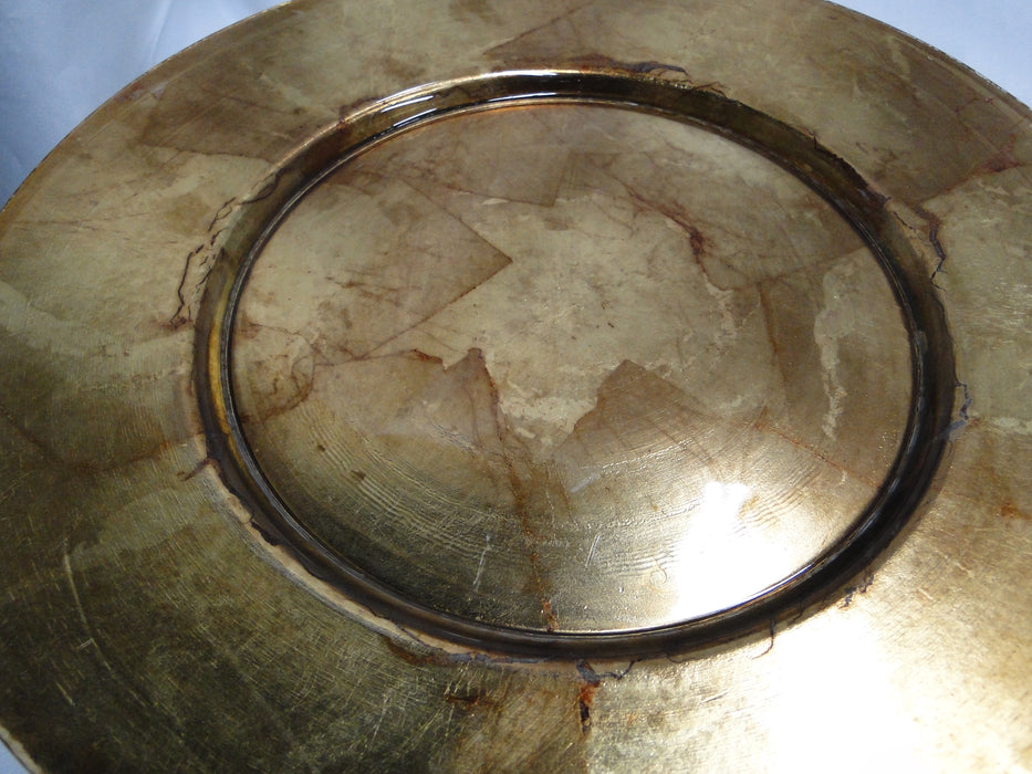 Bill Blass Handcrafted: Bronze Gold Leaf Glass Charger Plate (s), 12 7/8"