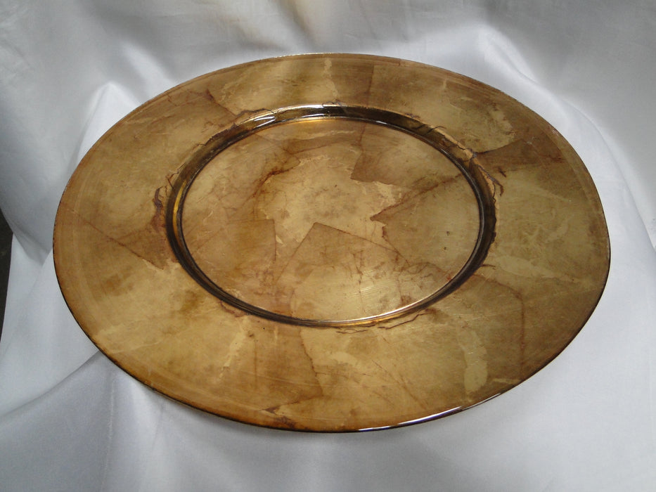 Bill Blass Handcrafted: Bronze Gold Leaf Glass Charger Plate (s), 12 7/8"