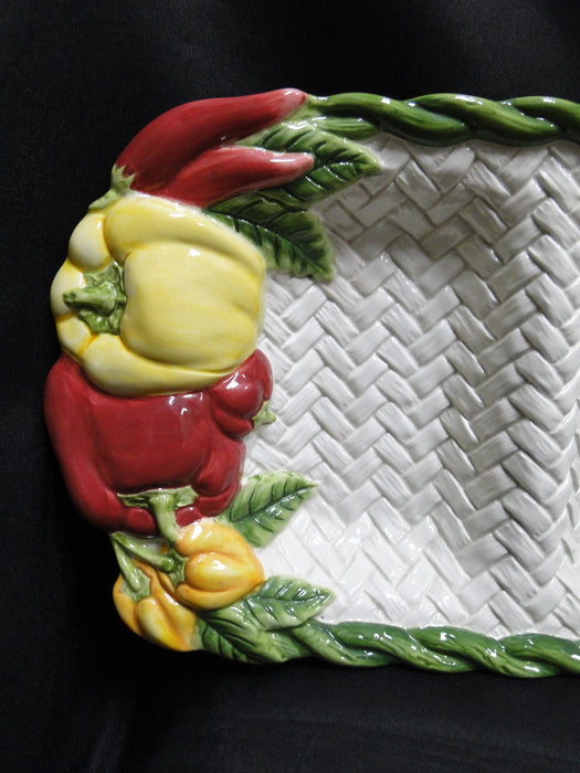 Fitz & Floyd Pepper Gourmet: 3-Part Relish Dish, 19 1/4" x 8 1/2" x 2"