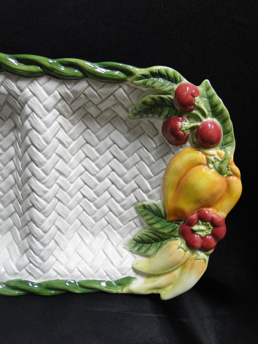 Fitz & Floyd Pepper Gourmet: 3-Part Relish Dish, 19 1/4" x 8 1/2" x 2"