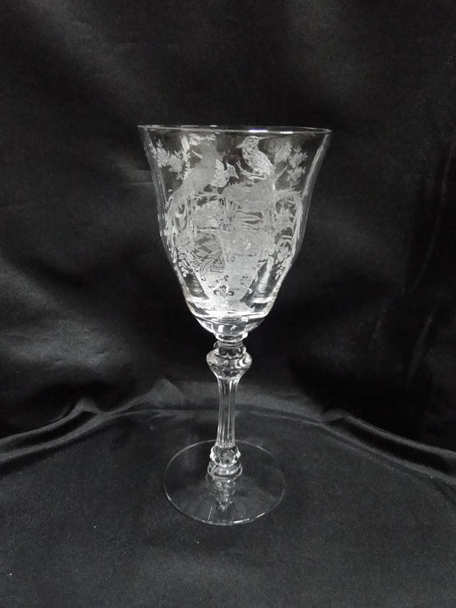 Tiffin Persian Pheasant, 17358, Etched Birds: Water or Wine Goblet (s), 8" Tall