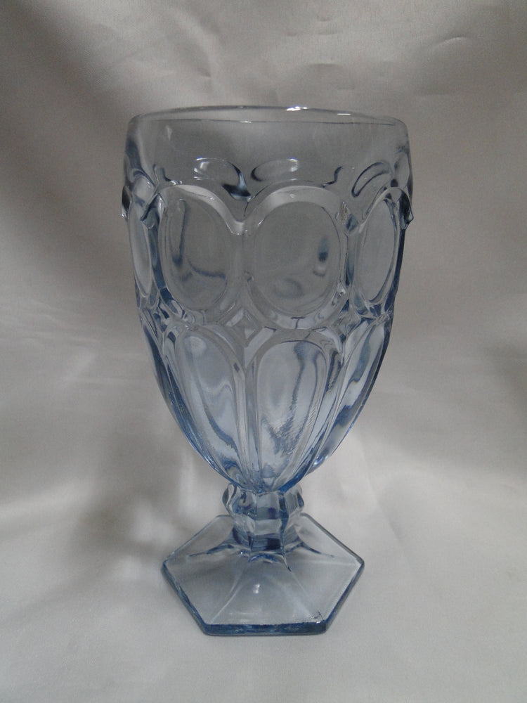 Fostoria Moonstone Light Blue, Thumbprints: Iced Tea Glass, 6 1/2" Tall, As Is