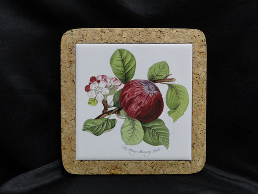 Portmeirion Pomona: Square Cork Back Trivet, Hoary Morning Apple, 7 5/8"