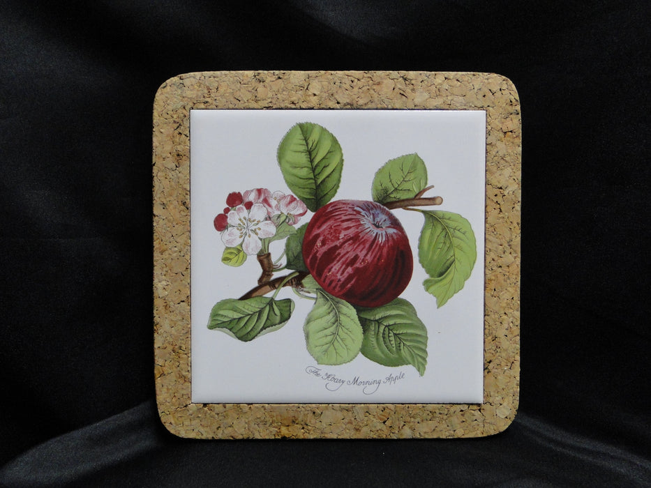 Portmeirion Pomona: Square Cork Back Trivet, Hoary Morning Apple, 7 5/8"