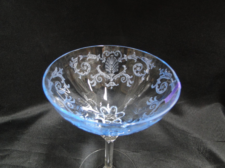Fostoria Versailles Blue, Etched: Champagne / Sherbet, 6" Tall, As Is